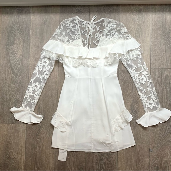 For Love & Lemons Rosebud Embroidery Mini Dress Ivory Size XS - Picture 13 of 17